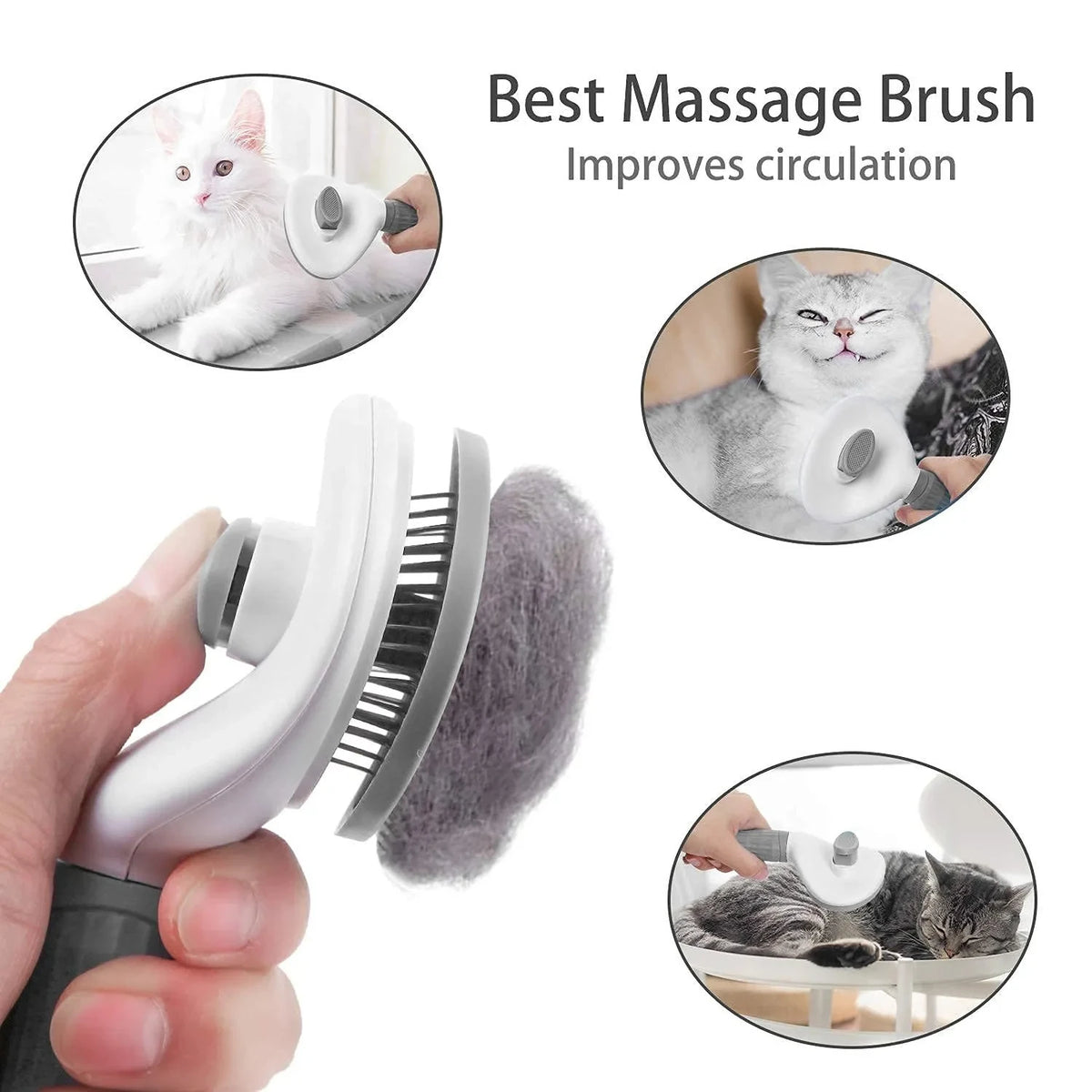 Self-Cleaning Pet Hair Remover Brush for Dogs & Cats