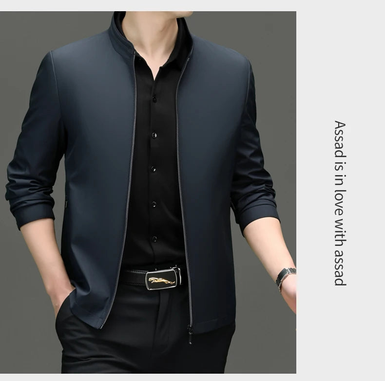 Men Stand Collar Zipper Jacket