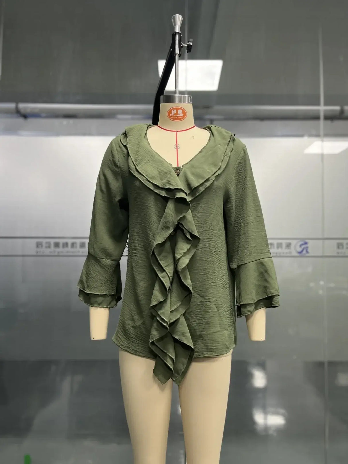 Women Ruffle Button Knit Cardigan