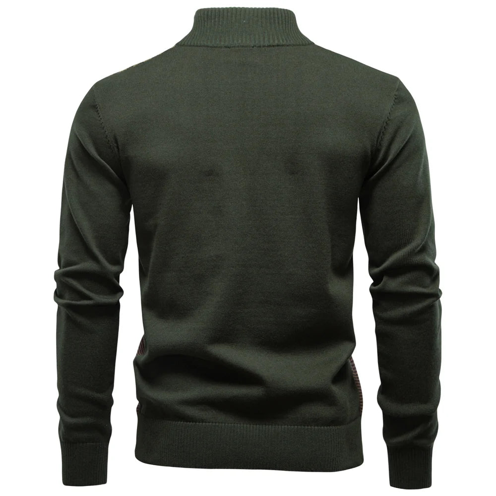 Men's Striped Cotton Turtleneck Sweater