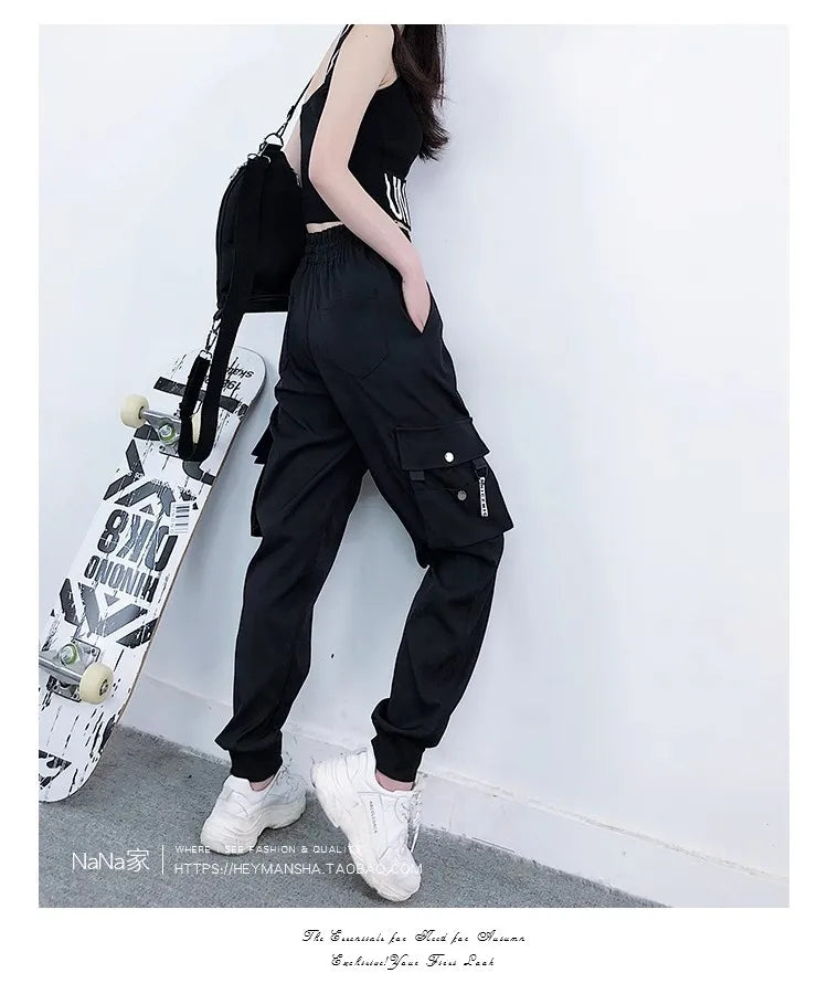 Plus Size Women's Cargo Pants – High Waist Black