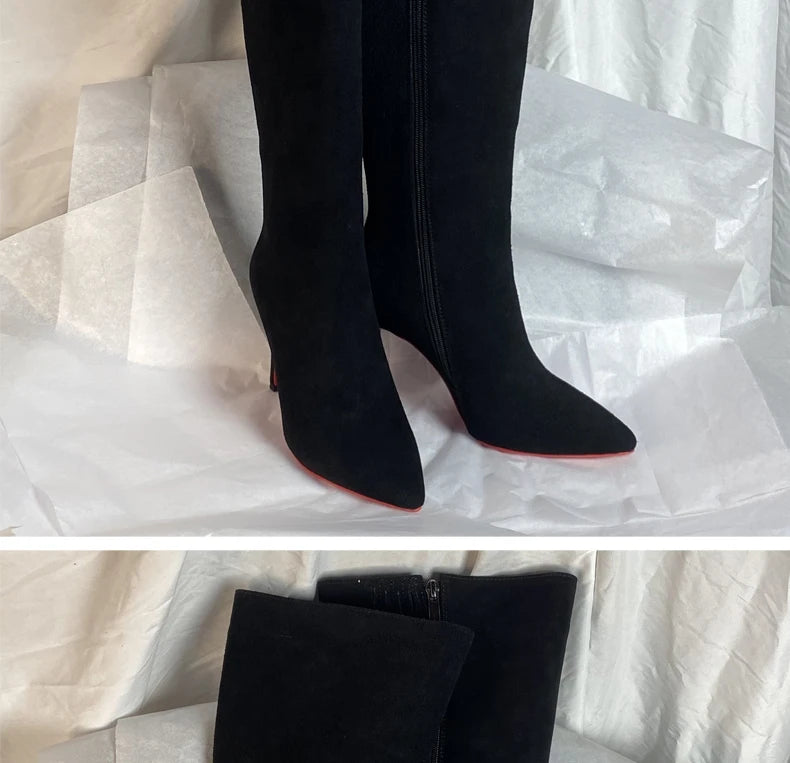 Women Pole Knee High Designer Boots – Sexy Leather High Heel