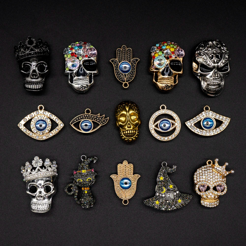 زينة أحذية نسائية على شكل جمجمة مع مشابك معدنية