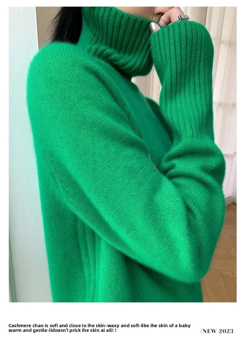 Women's Loose Turtleneck Cashmere Sweater