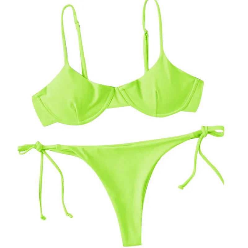 Split V-Neck Bikini Set