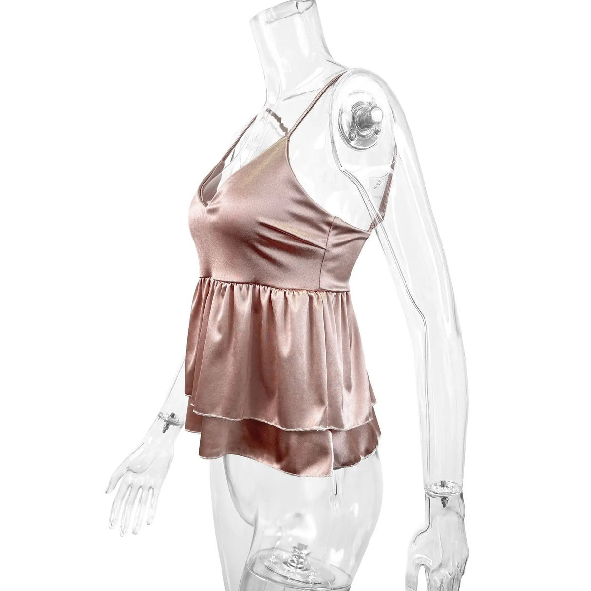 Ruffle Strap V-Neck Backless Crop Top on mannequin, featuring a sexy design perfect for summer parties.