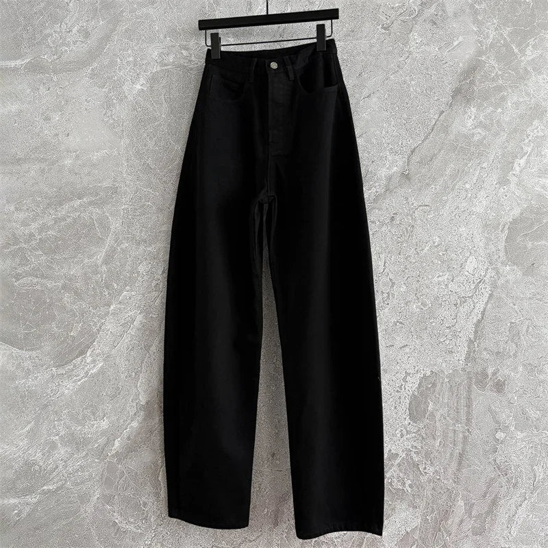 بنطلون جينز نسائي مستقيم الساق بتصميم ريترو مغسول