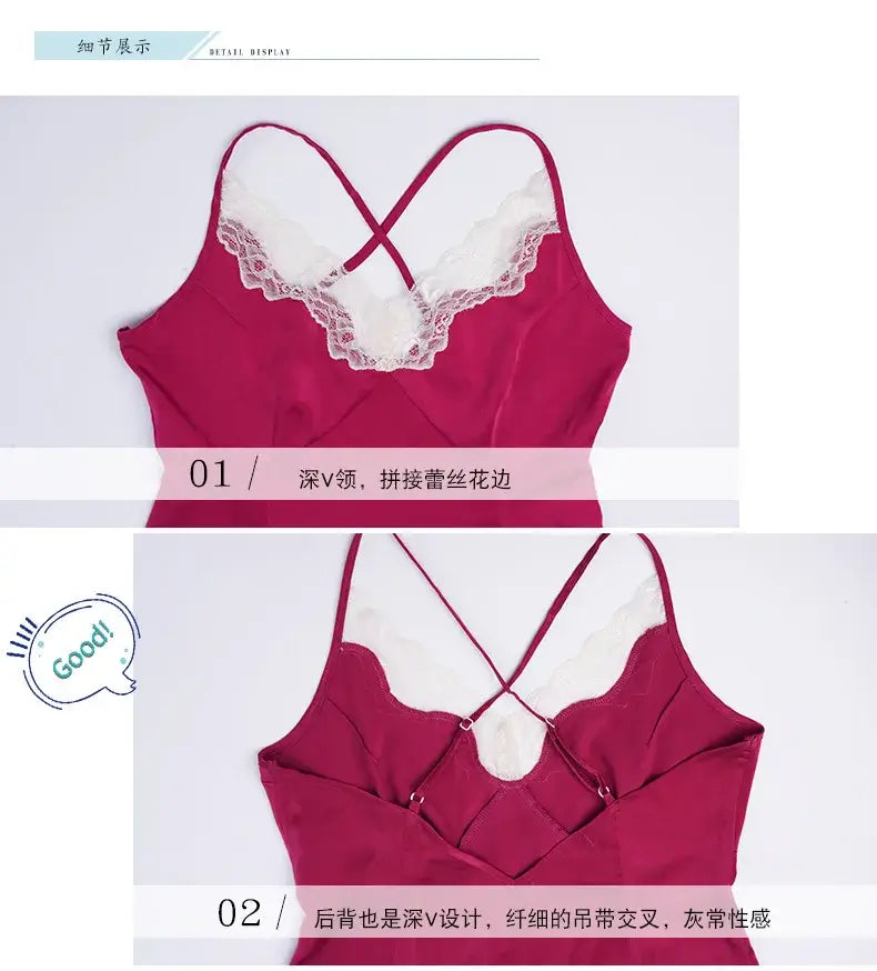 بيجامة نوم فضفاضة من الدانتيل بمقاسات كبيرة للنساء