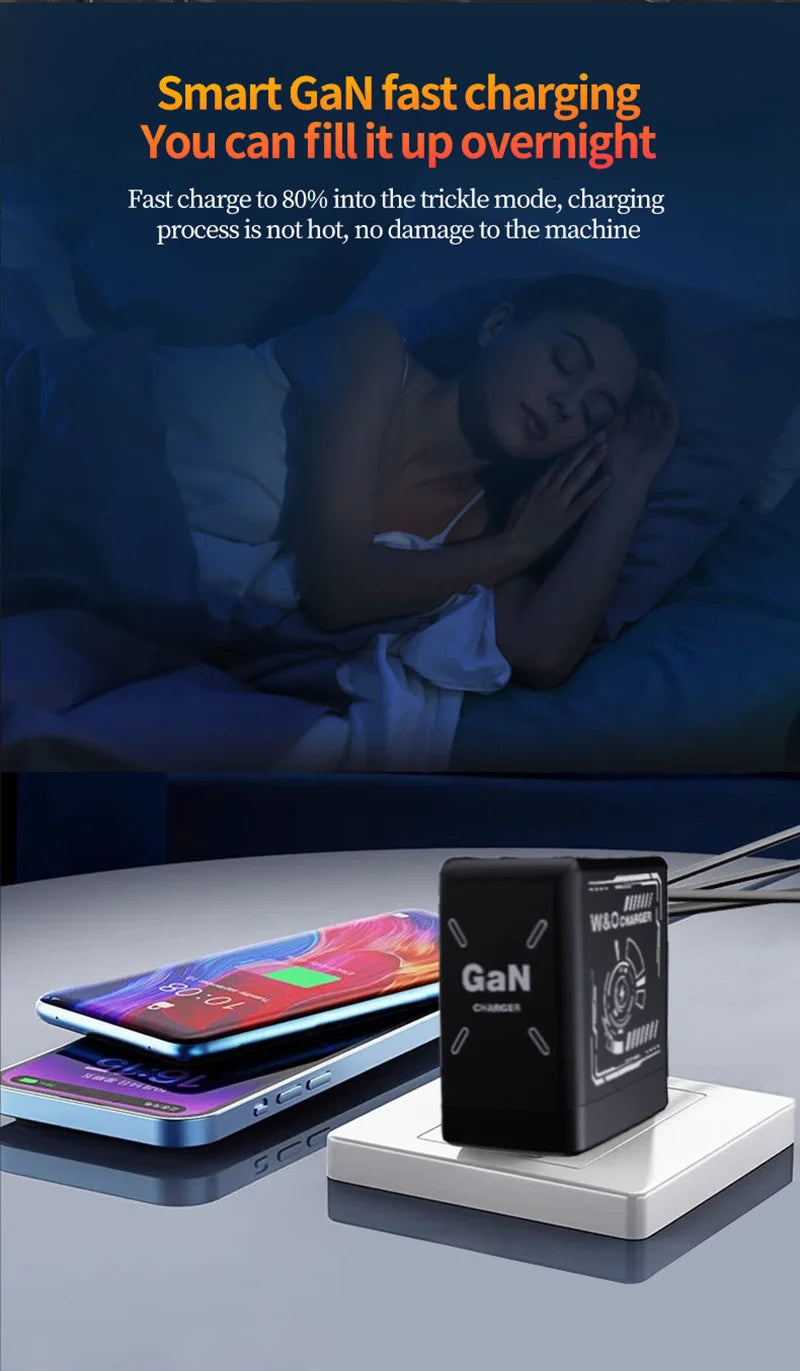 شاحن سريع بقوة 120 واط مع كابل Type-C وLightning