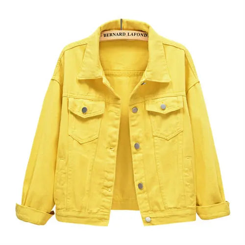 Women’s Pure Color Lapel Denim Jacket