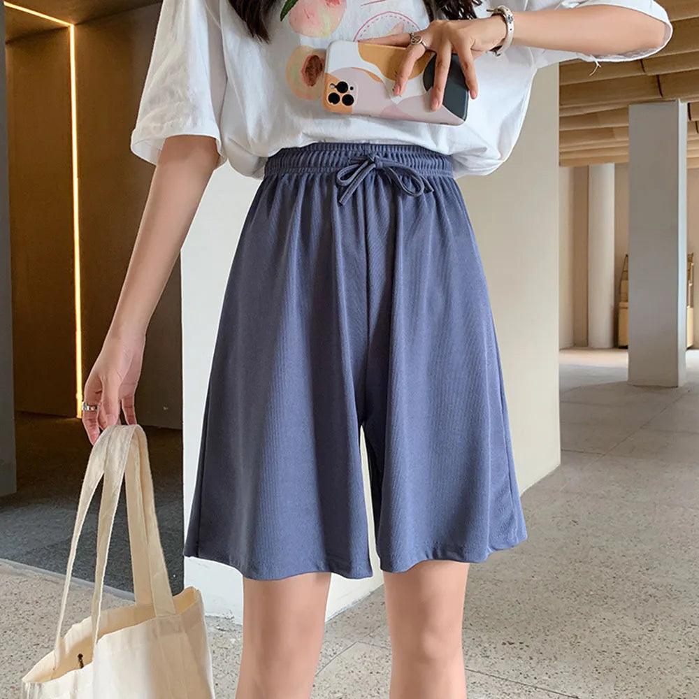 Women Ice Silk Loose Sports Shorts