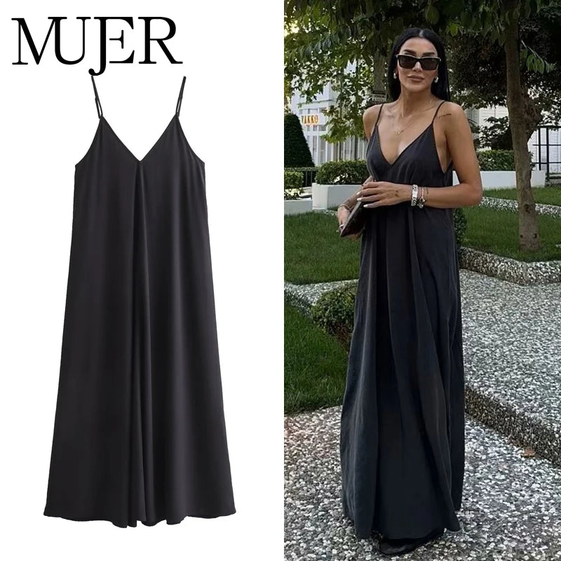 Women's Backless Slip Maxi Dress
