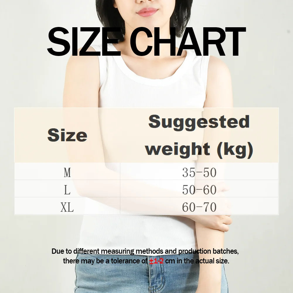 Size chart for SlipFit™ Anti-Slip Invisible Cami with weight recommendations for M, L, XL sizes.