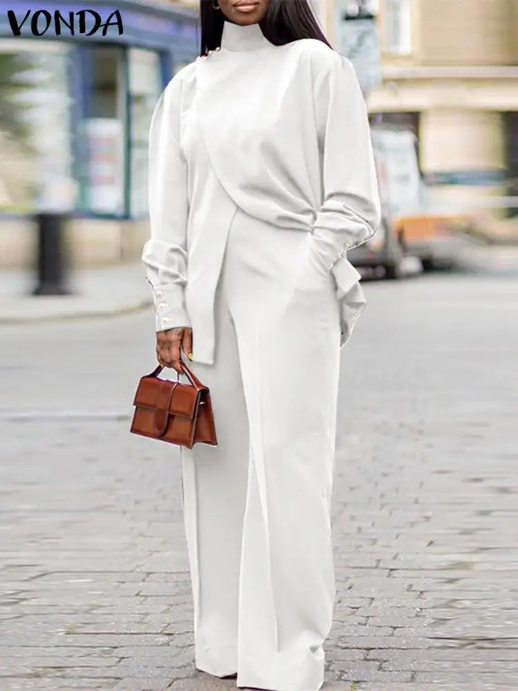 طقم بدلة بياقة عالية ومقاسات كبيرة