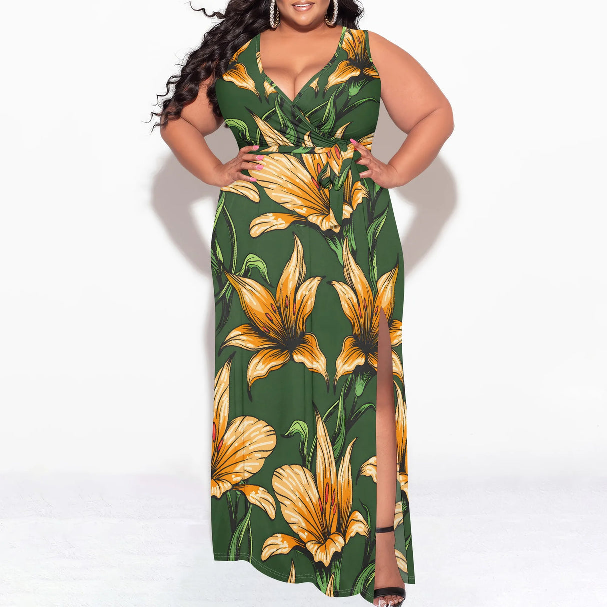 فستان ماكسي نسائي بطباعة ثلاثية الأبعاد