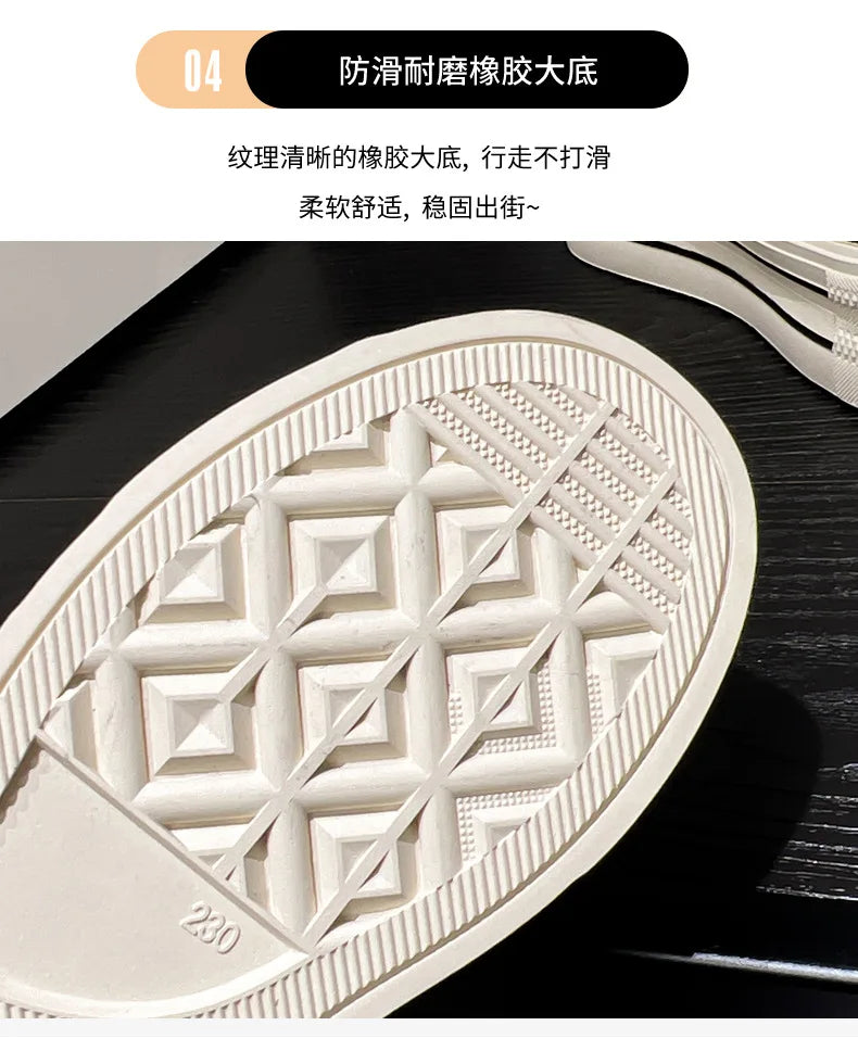 Women Canvas Shoes Black White Platform Sneakers