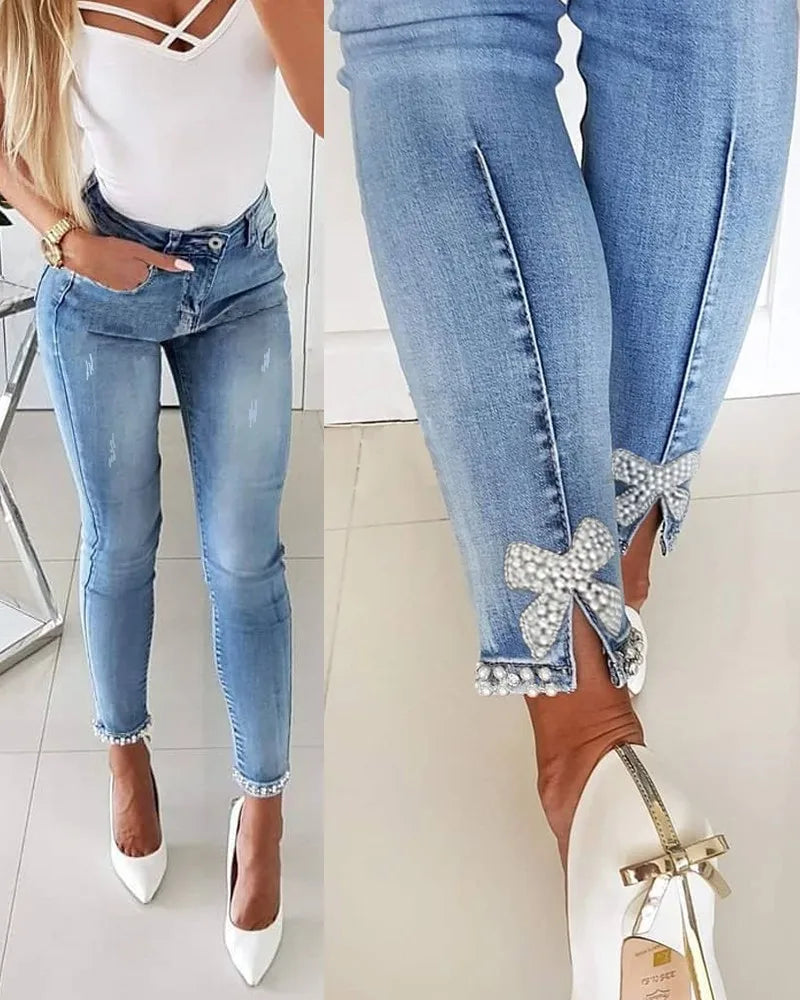 Women Bleached Skinny Jeans