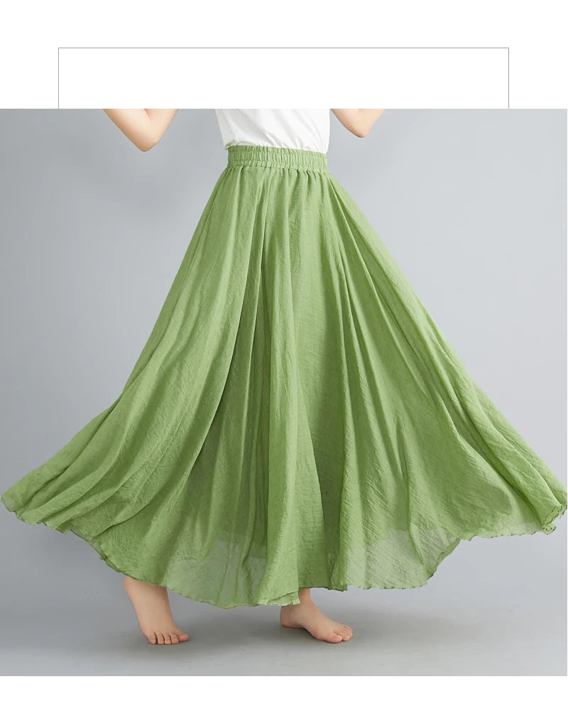 Women Linen Maxi Skirt