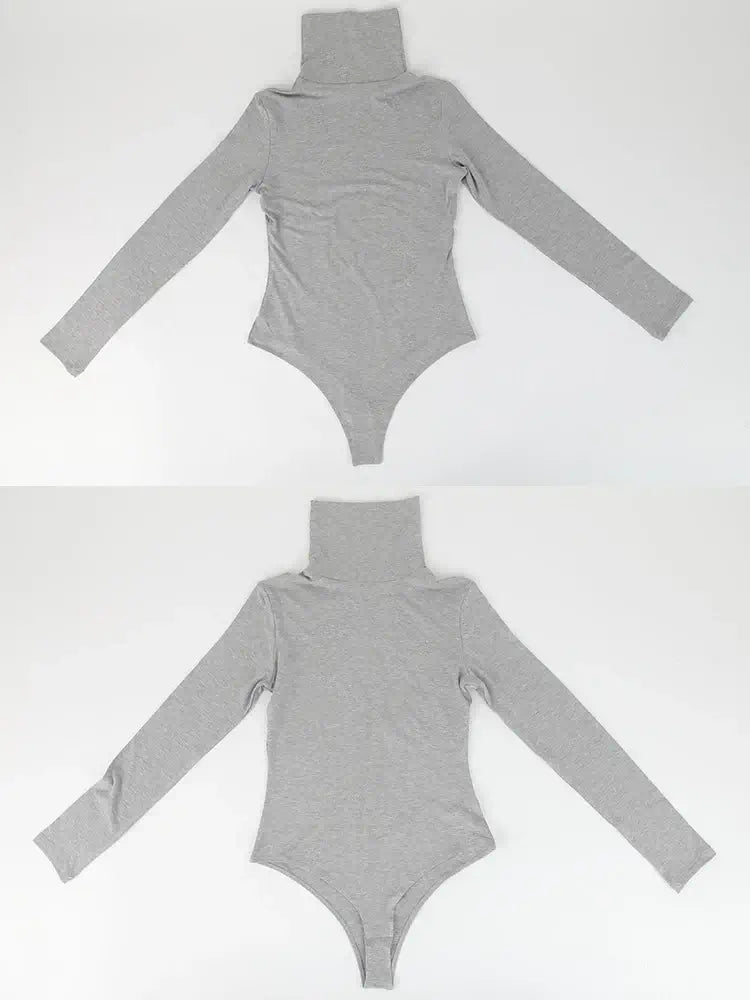 بدلة جسم نسائية برقبة عالية وأكمام طويلة