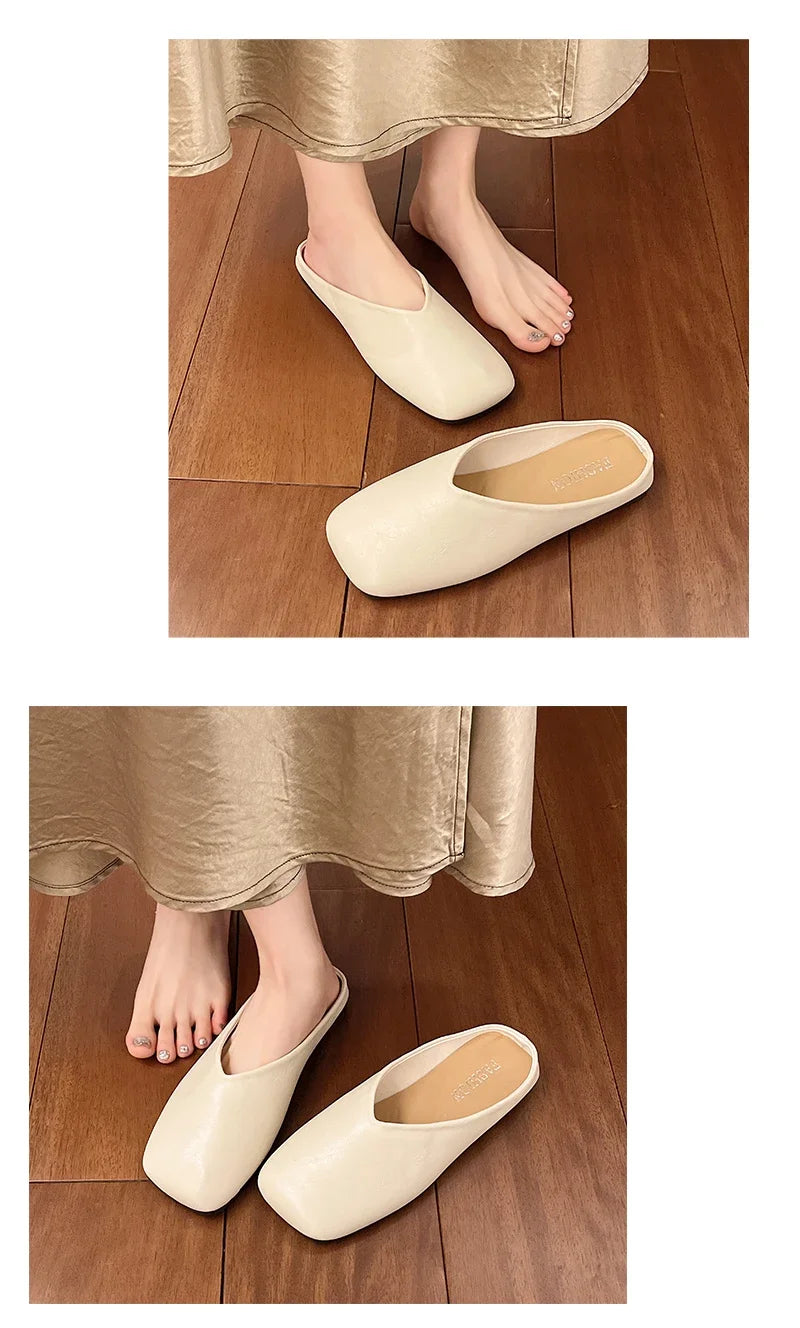 Women Mules Closed Toe Flat Slides