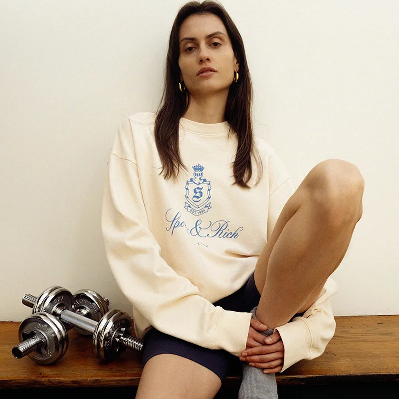 Women's Crown Letter Cotton Sweatshirt