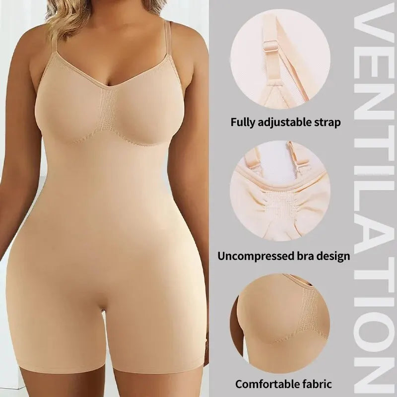 Women's Seamless Tummy Control Bodysuit – Stretch Shapewear Body Shaper