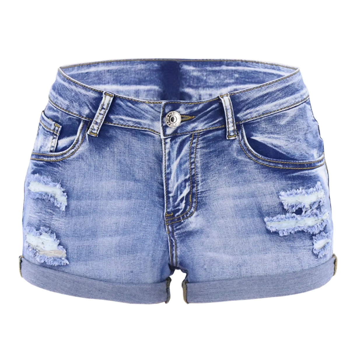 Women's Mid Waist Denim Shorts for Summer Beach Style