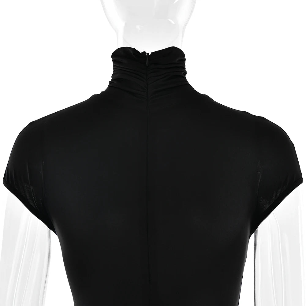 AzureMuse™ – جمبسوت حفلات أزرق بياقة مدورة (أنيق، مريح وأنيق)