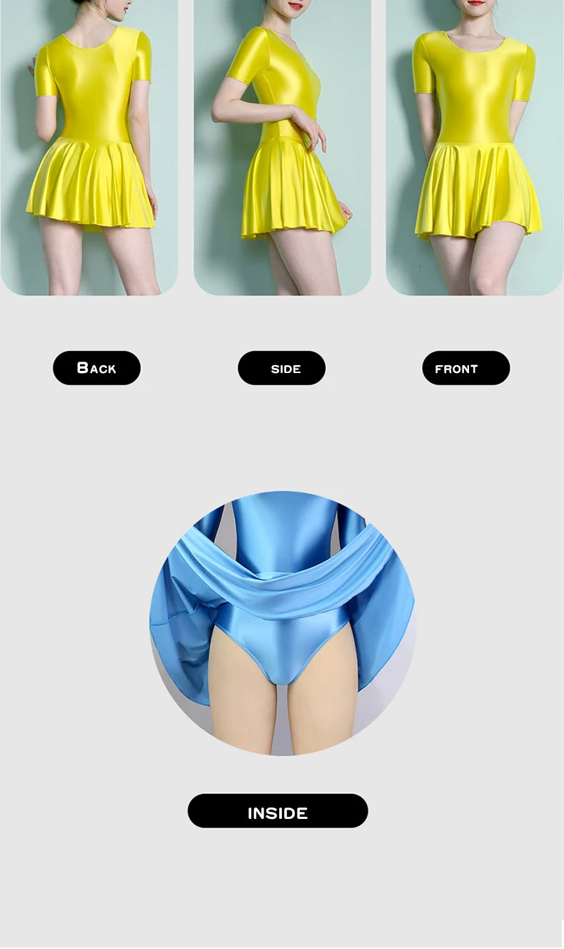 تنورة باليه رياضية من الساتان للنساء