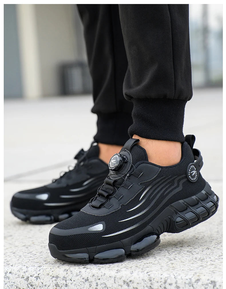 أحذية رياضية رجالية آمنة بأزرار دوارة