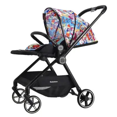 Highview Baby Stroller in vibrant design, suitable for infants and toddlers, foldable, with durable aluminum alloy frame.