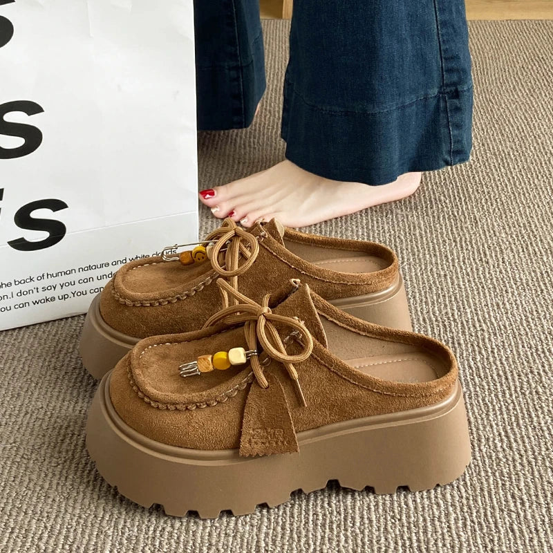Women’s Retro Platform Half-Slipper Loafers