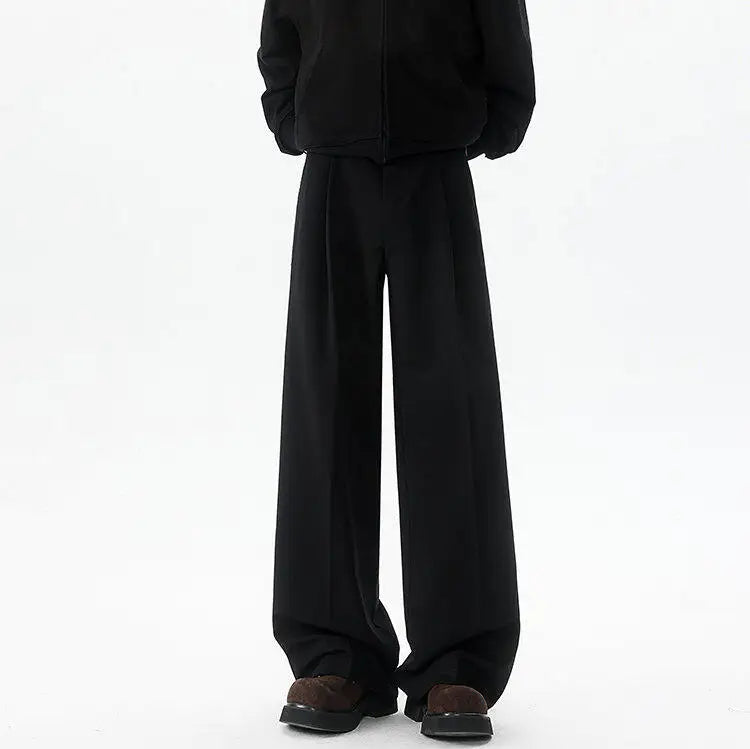 Men's Plus Size Vintage Pleated Trousers – Wide Leg