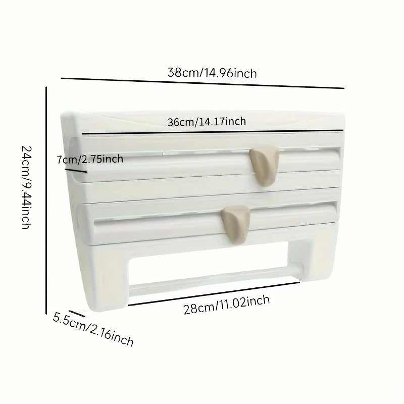 Wall-Mounted Kitchen Organizer with Foil Dispenser