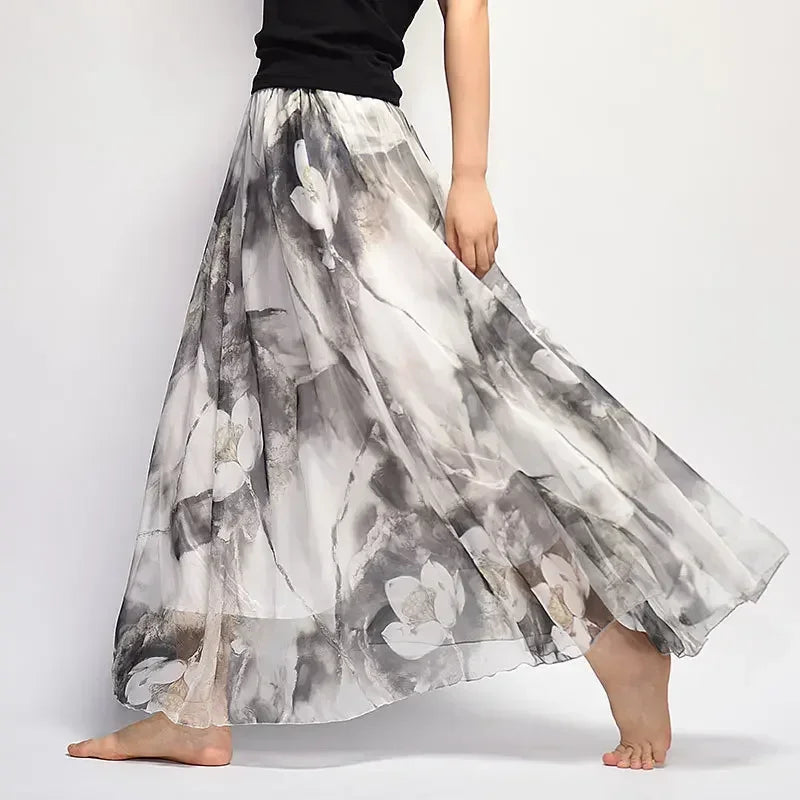 Women Boho Chiffon Long Skirt