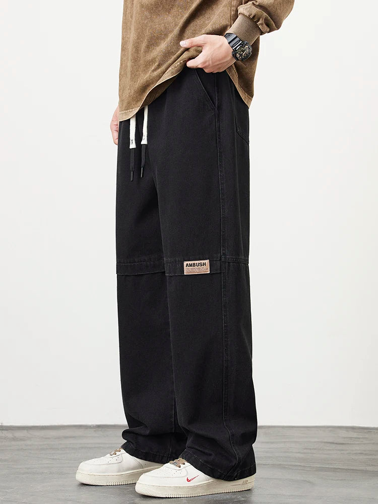 بنطلون جينز رجالي واسع الساق بتصميم ريترو