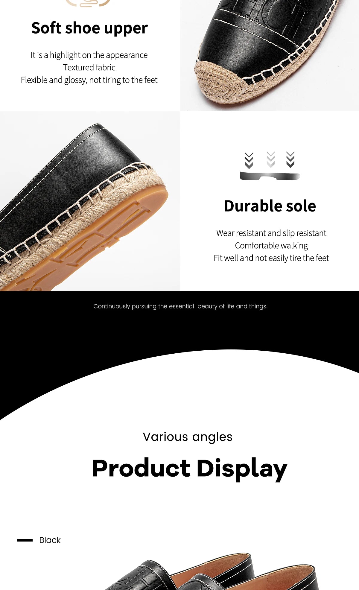 أحذية شاطئ نسائية مسطحة مصنوعة يدويًا من القنب