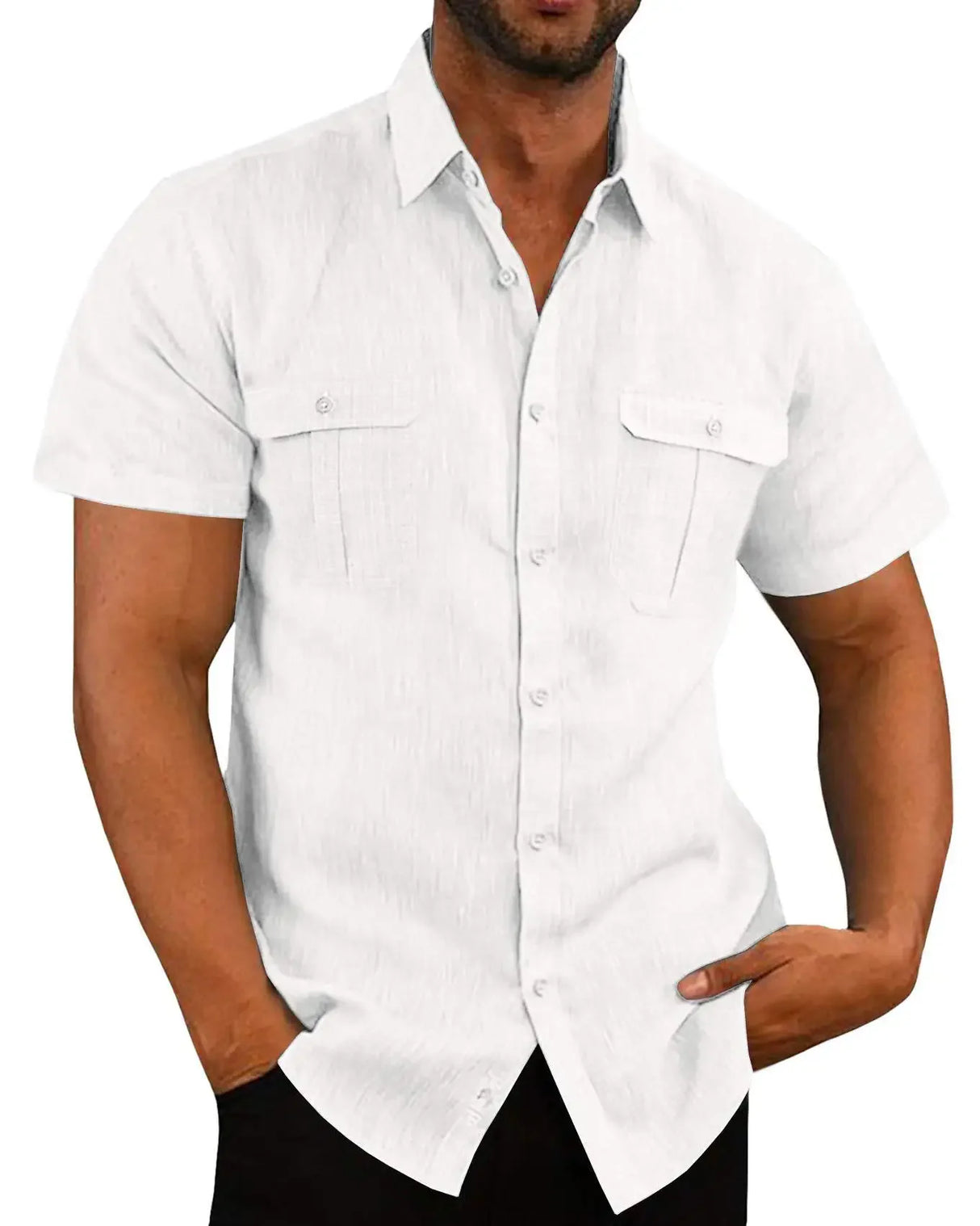 Men's Plus Size Cotton Linen T-Shirt – Summer Solid