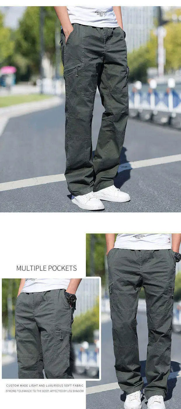 Men's Plus Size Cargo Pants – Black Cotton Joggers