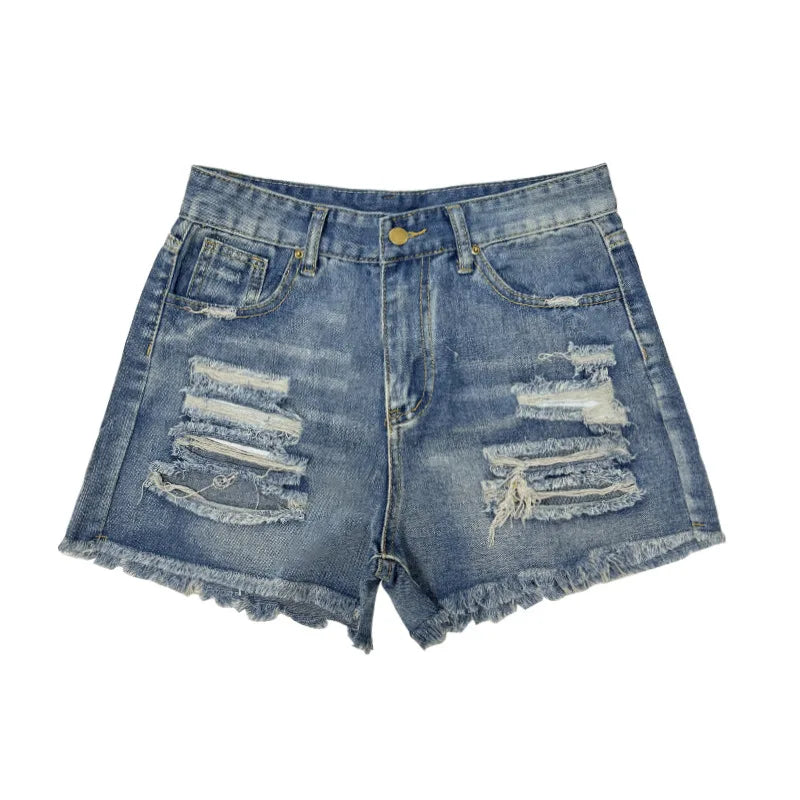2000s Tassel Ripped Hot Denim Shorts