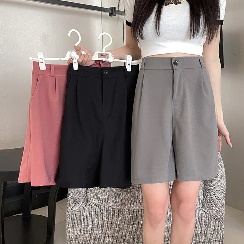Women's Loose High Waist Suit Shorts