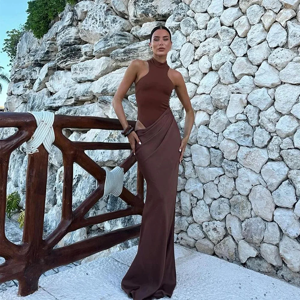 Luxe Satin Cutout Maxi Dress