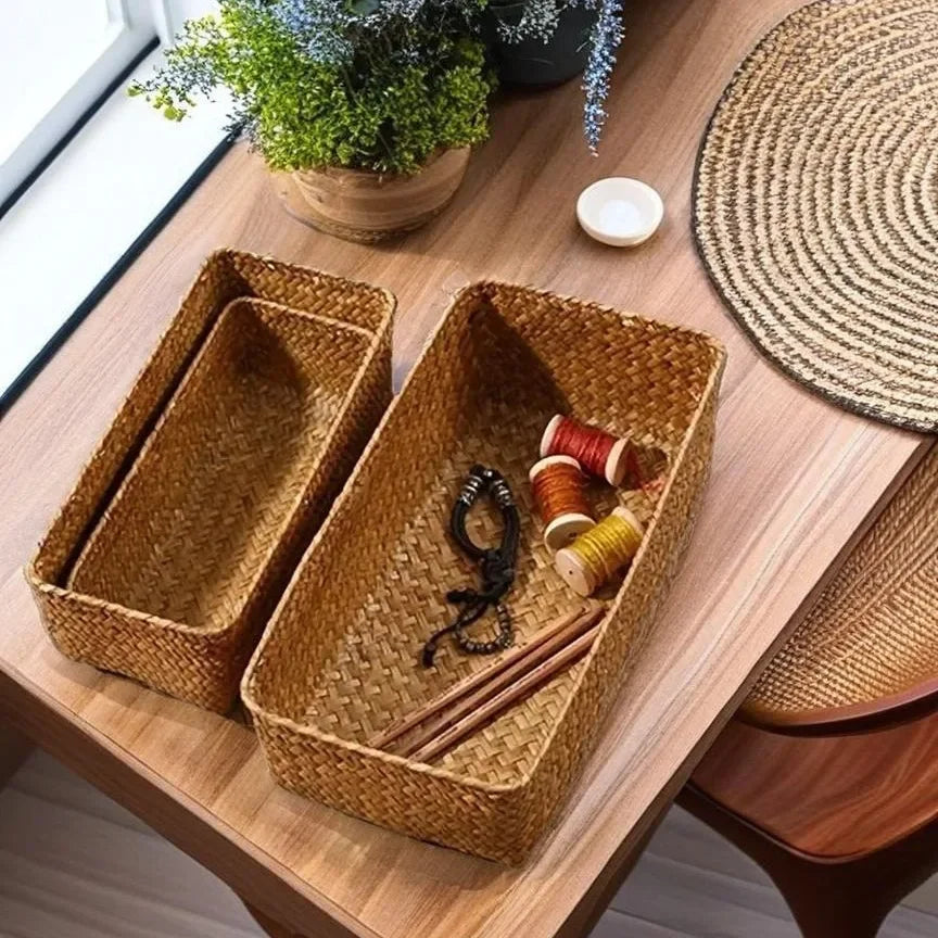 Woven Rectangular Storage Basket