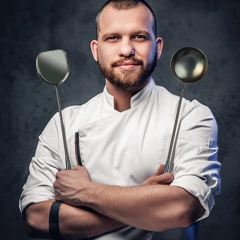 Handmade Iron Wok Spatula & Ladle Set