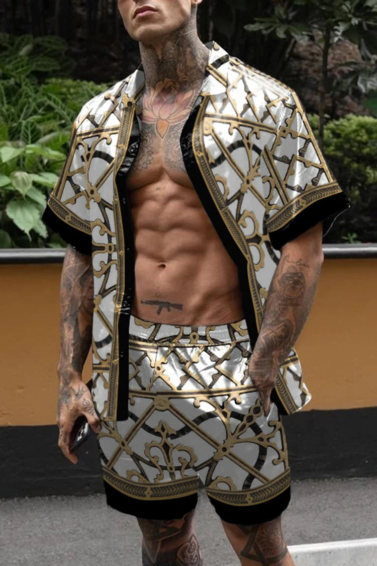 مجموعة شورت هاواي رجالي مزهر