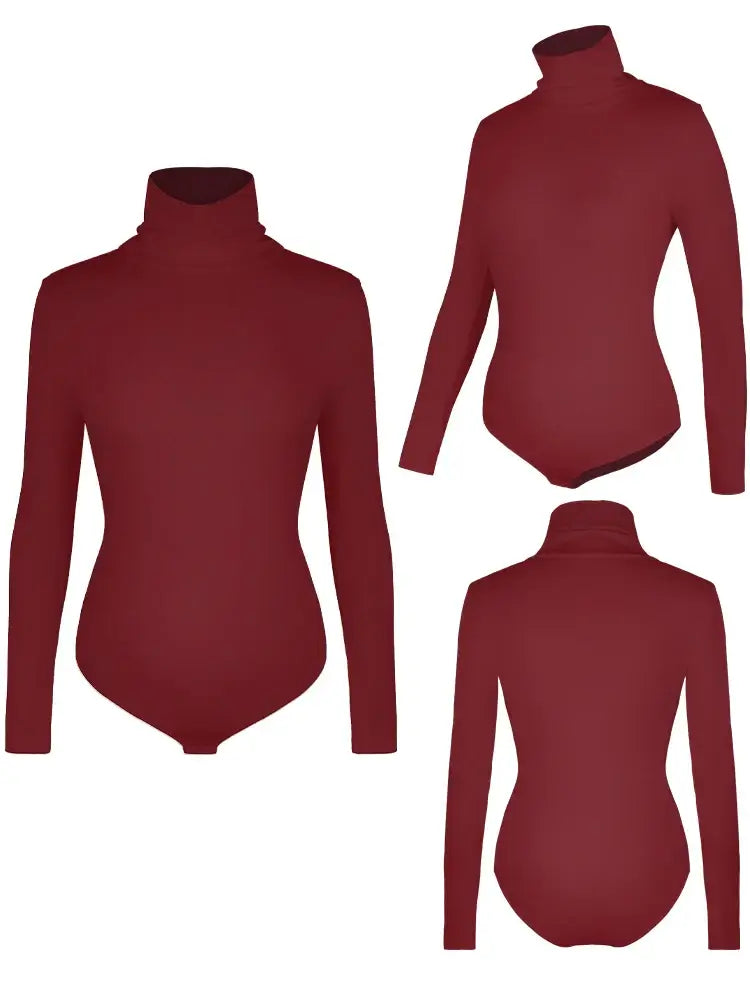 بدلة جسم نسائية برقبة عالية وأكمام طويلة