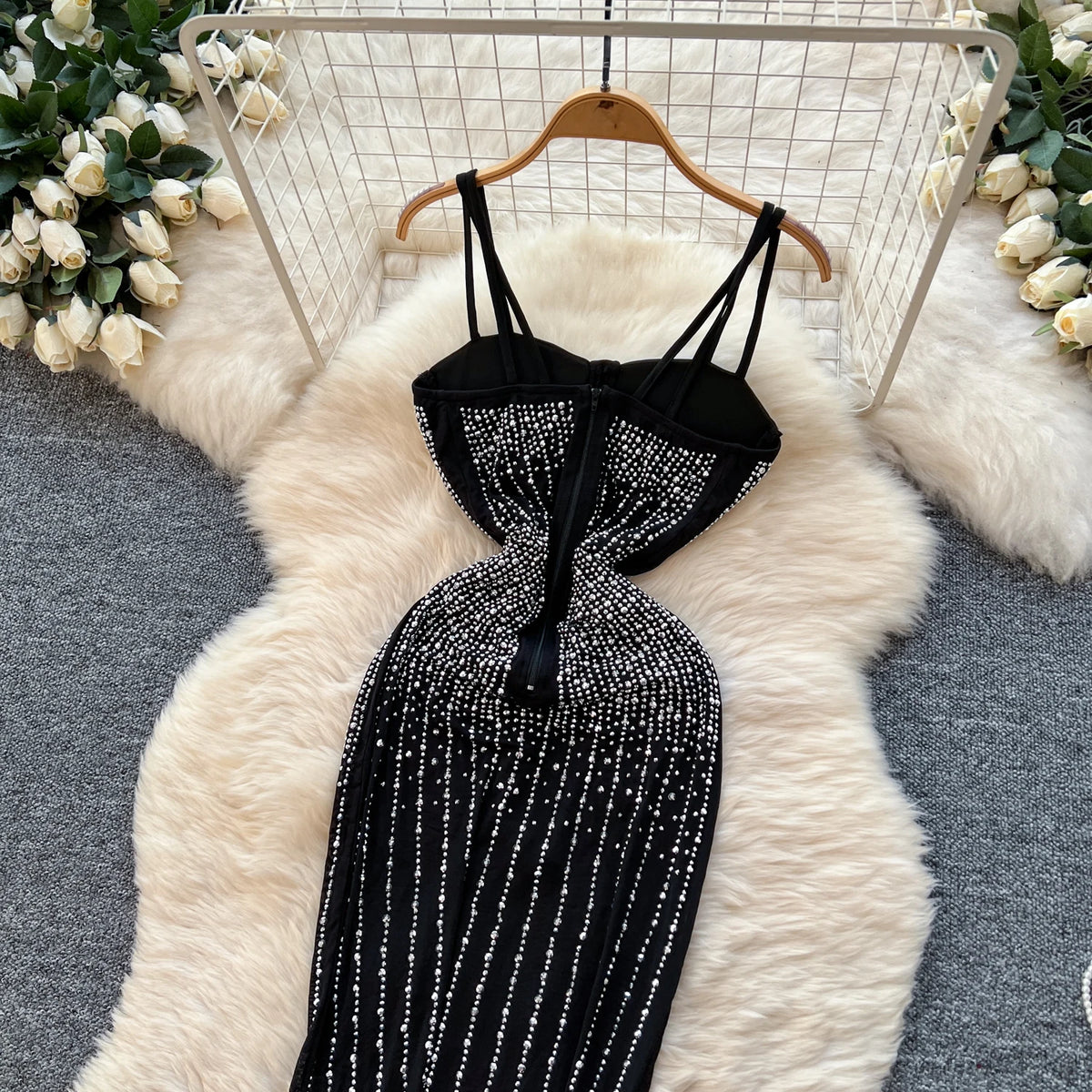 Women's Strapless Beaded Evening Dress