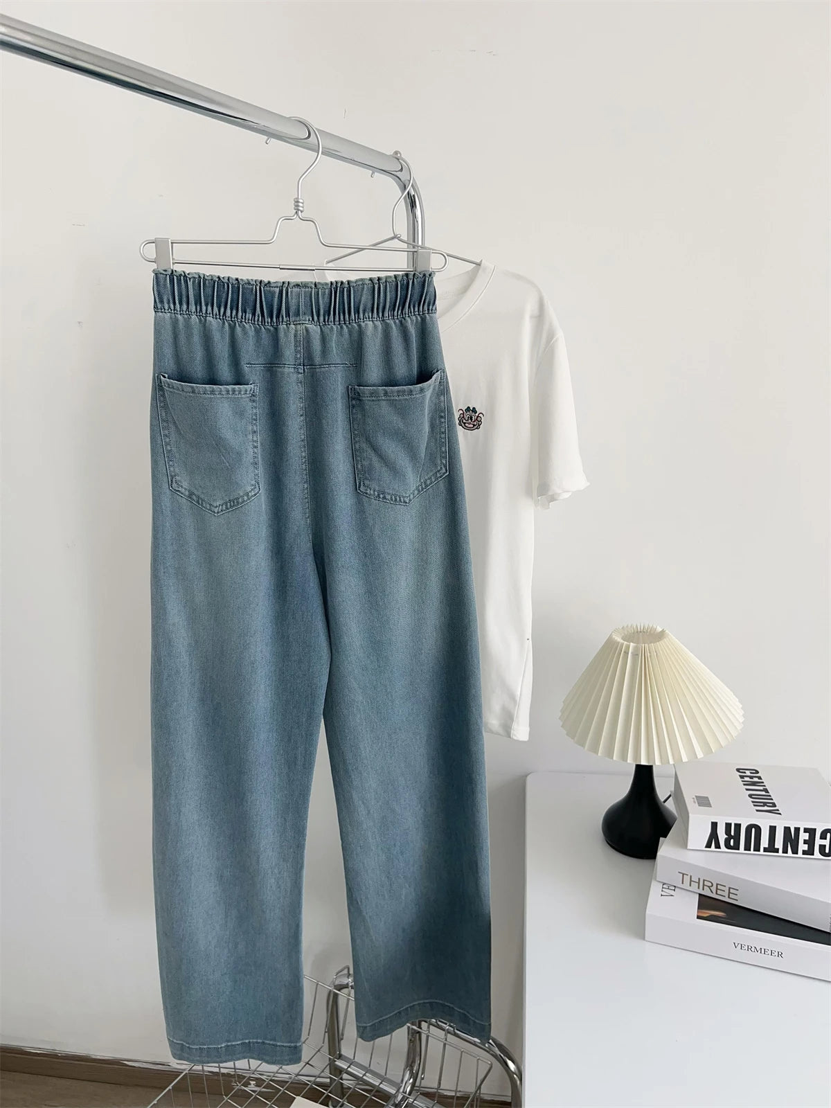 Women Silk Washed Wide Leg Jeans