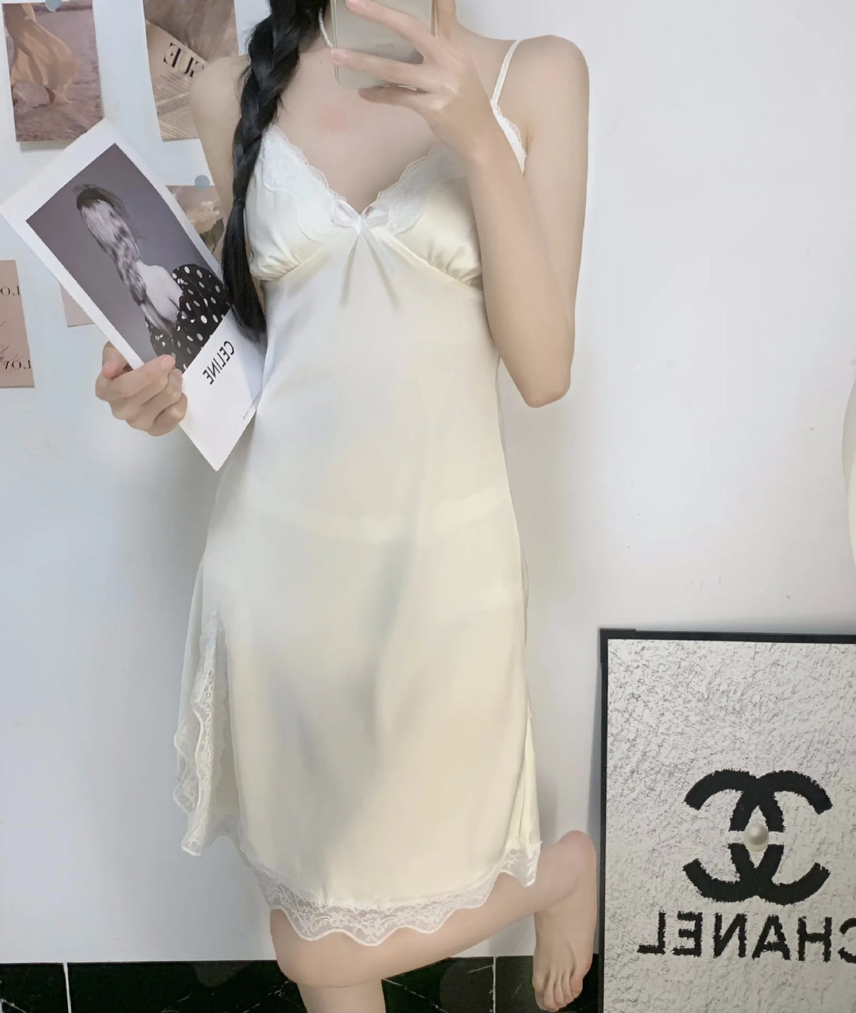 طقم رداء نوم ساتان نسائي