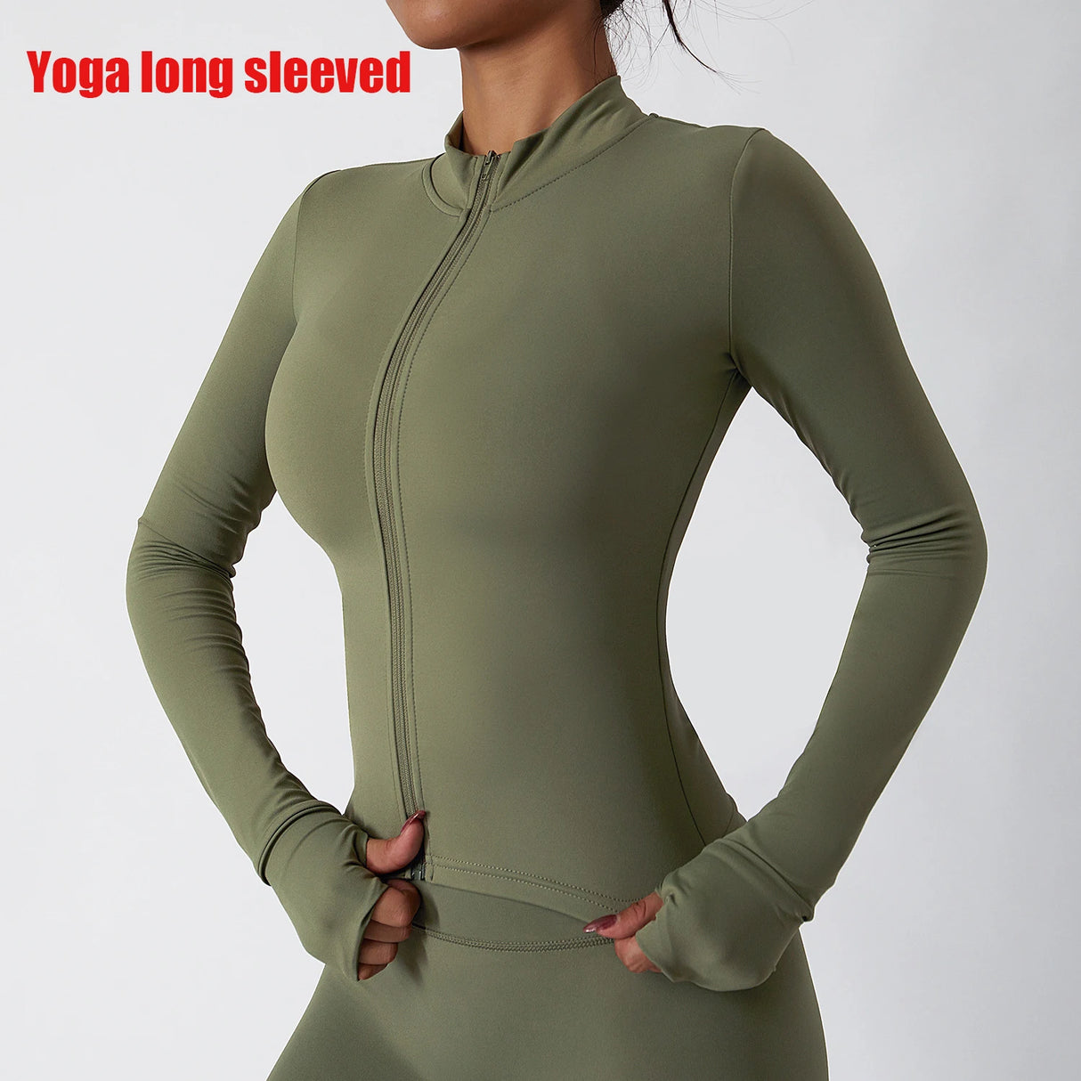 Women's Zip Long Sleeve Yoga Jacket – Slim Fit Gym Training Top